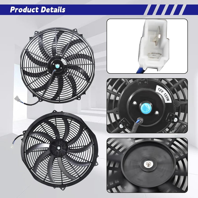 SEBLAFF 16 in Electric Radiator Cooling Fan Assembly Kit 10 S Blades Reversible Push or Pull 3000 CFM 12V Black - Image 4